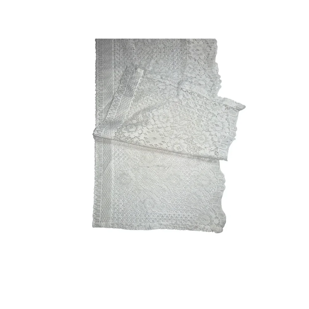 Single Vintage Lace Valance Short Curtain White Intricate Detail Sheer